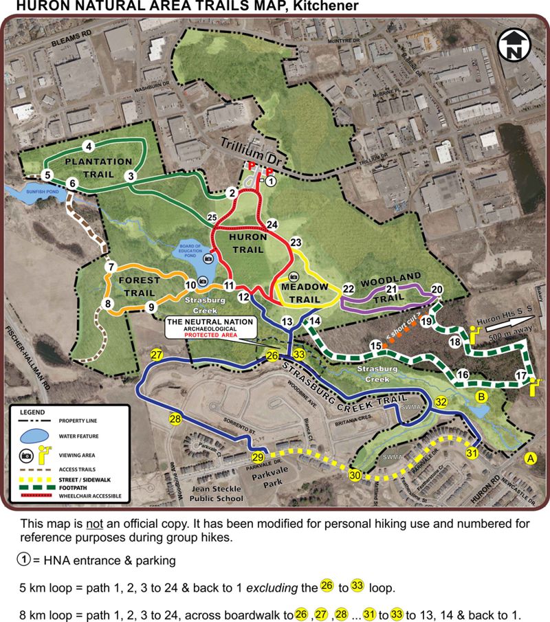 Huron Natural Area Unofficial Trails Map