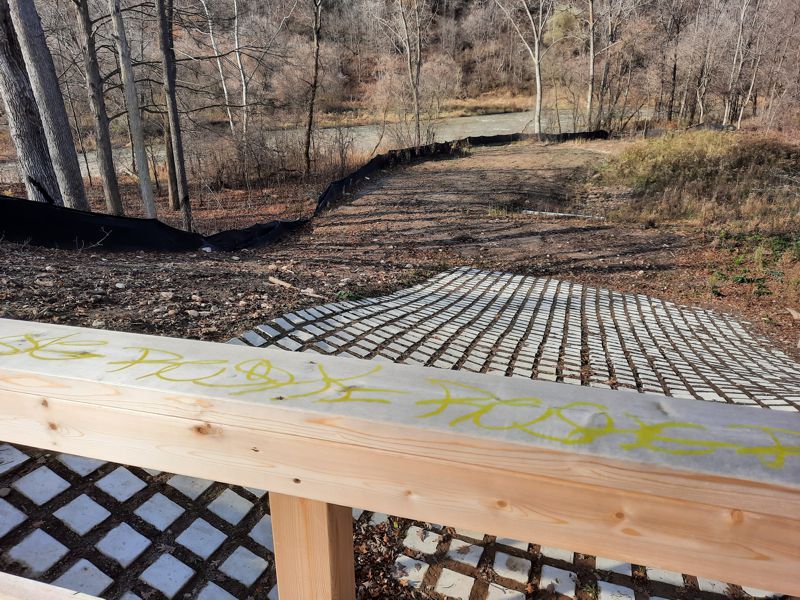 Bridge over 2023 stormwater spillway
