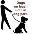 Dogs on leash until in dog park.